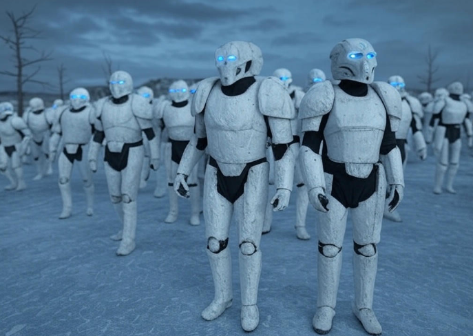 Icy armored soldiers near wall