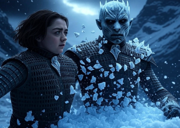 Warrior facing icy foe