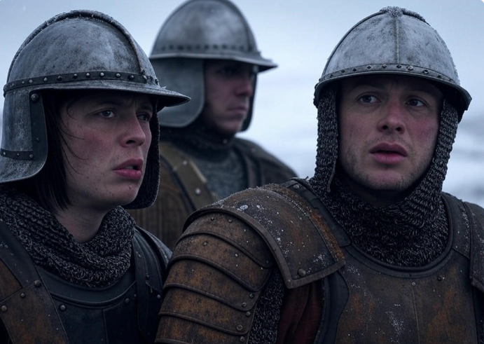 Soldiers in snowy armor