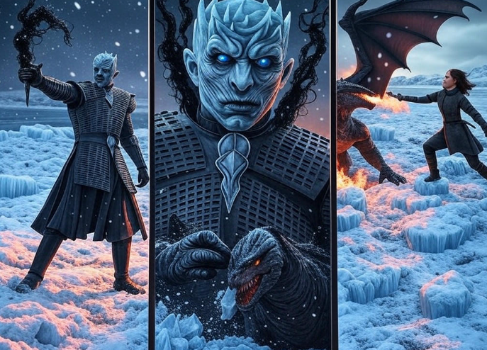 Icy warrior dragon battle
