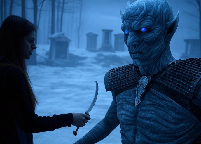 Night King faces woman dagger