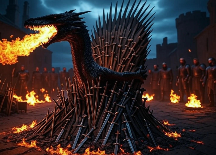 Dragon burning iron throne swords