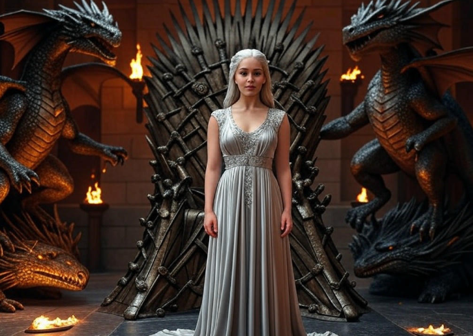 Queen with dragons throne