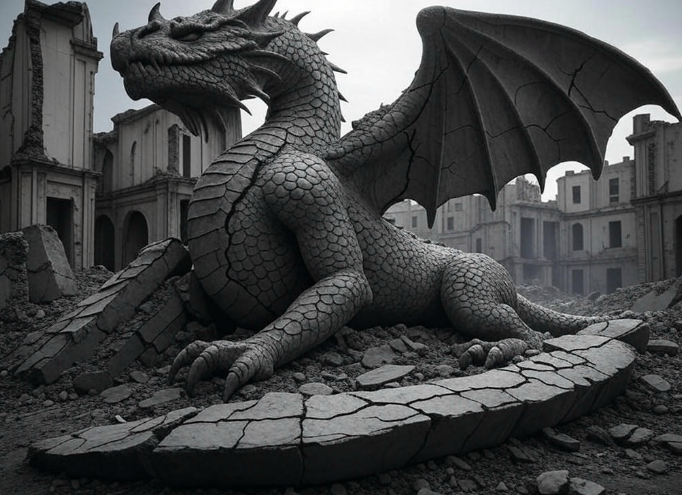 Stone dragon ruined city