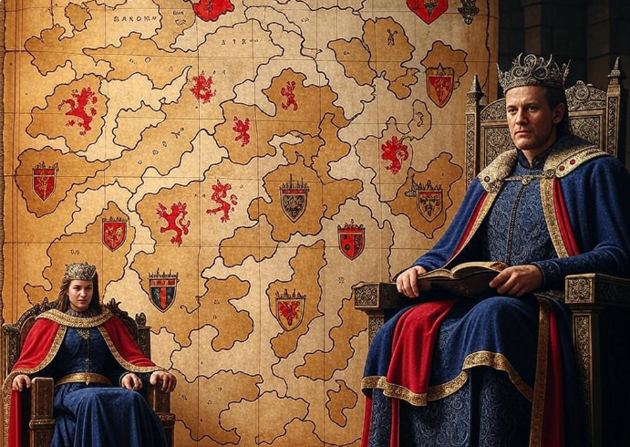 Royalty thrones medieval map