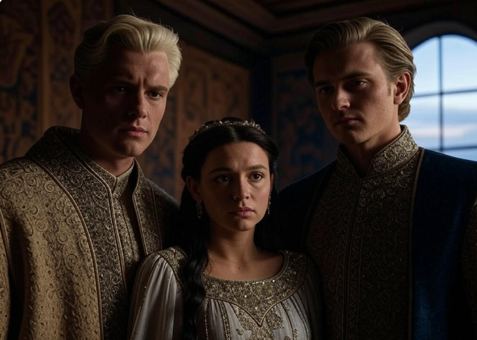 Regal trio in castle