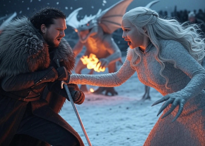 Warriors facing dragon fire
