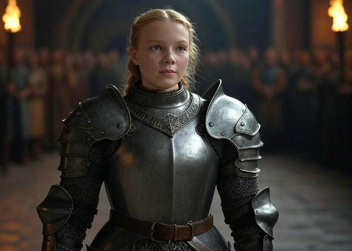Young knight in armor