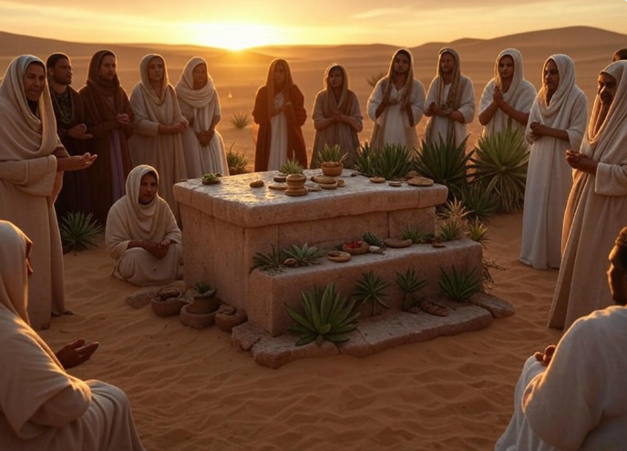 Desert gathering stone altar