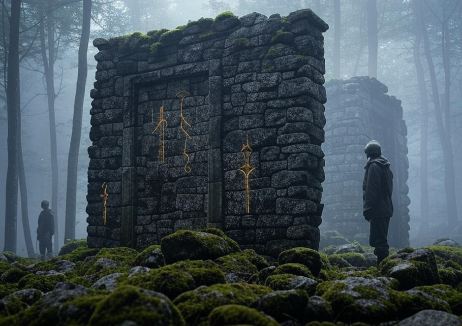 Ancient stone portal forest