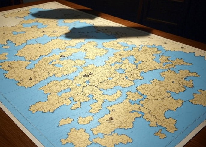 Shadow over detailed map