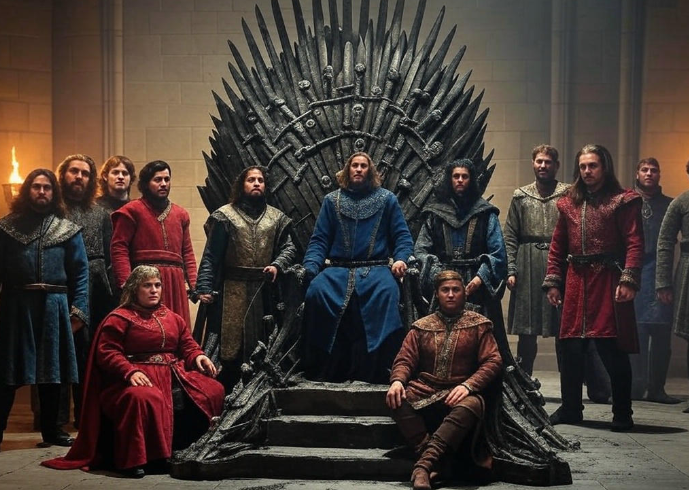 Royal court before throne
