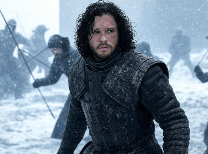 Warrior in snowy battle