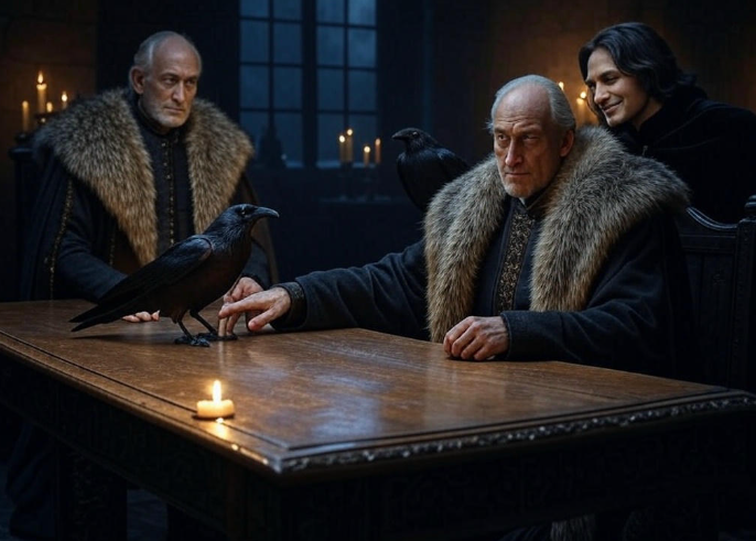 Men with raven candle