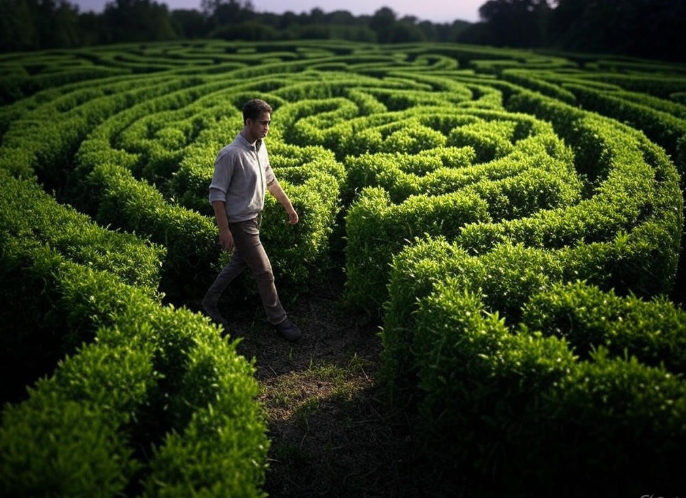 Man in green maze