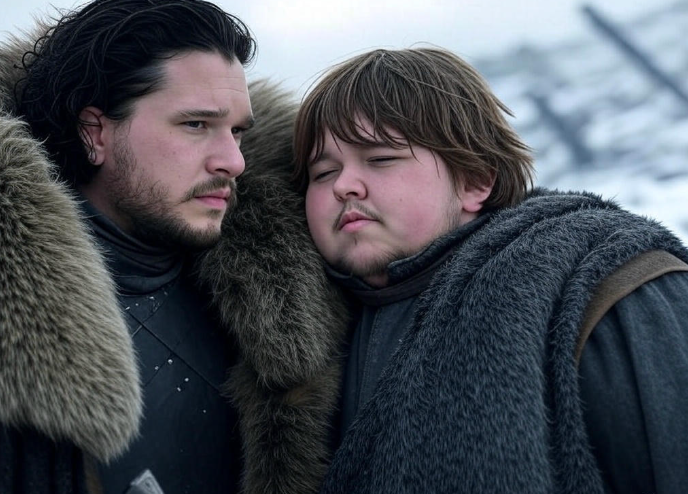 Two people in furs