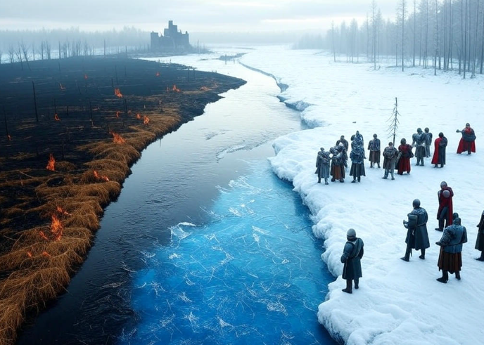 River divides fire ice