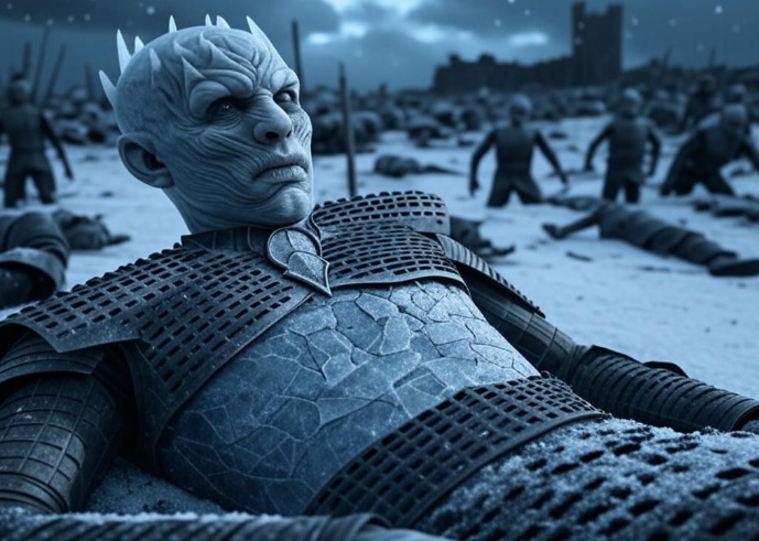 Fallen icy warrior battlefield