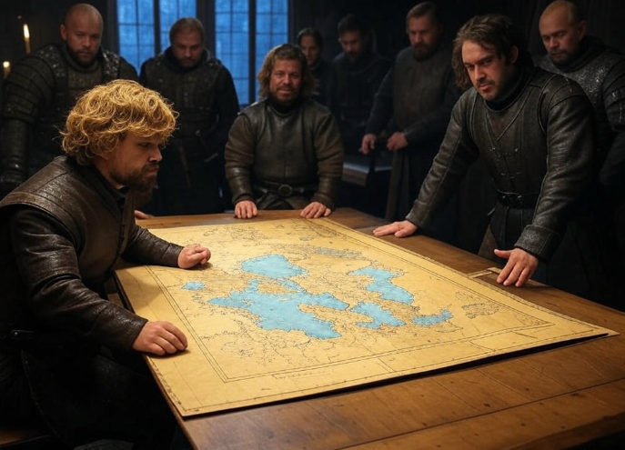 Men discussing map strategy