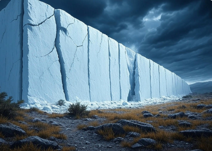 Massive ice wall landscape