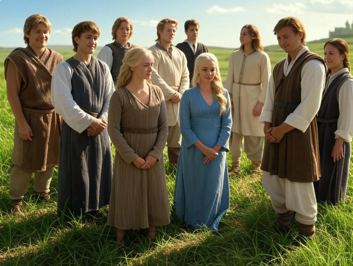 Group in grassy field