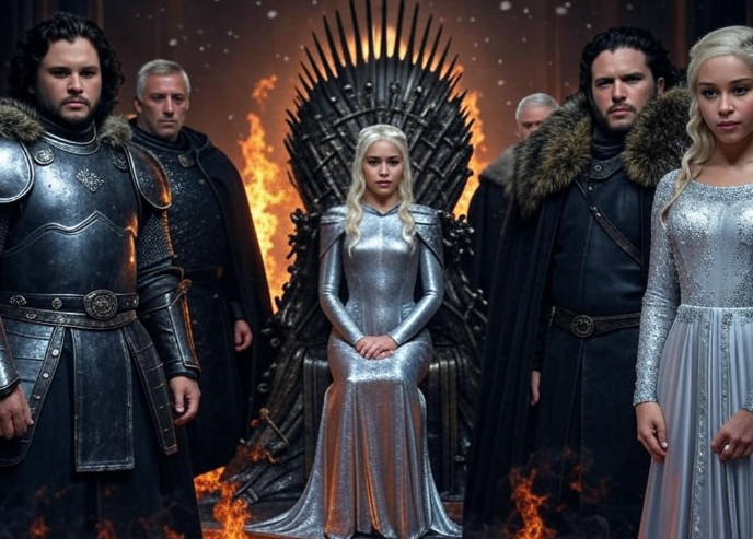 Throne room knights queen standing