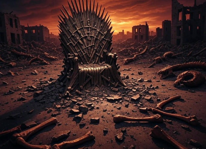 Throne amidst ruins bones