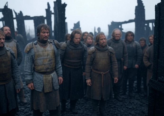 Armored men in ruins