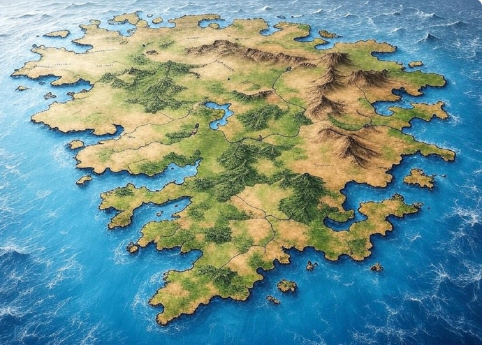 Fantasy island map ocean