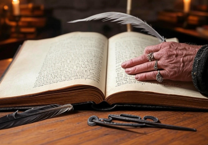 Hand writing in book