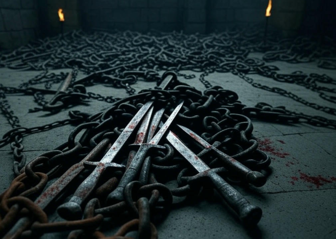Bloody knives and chains