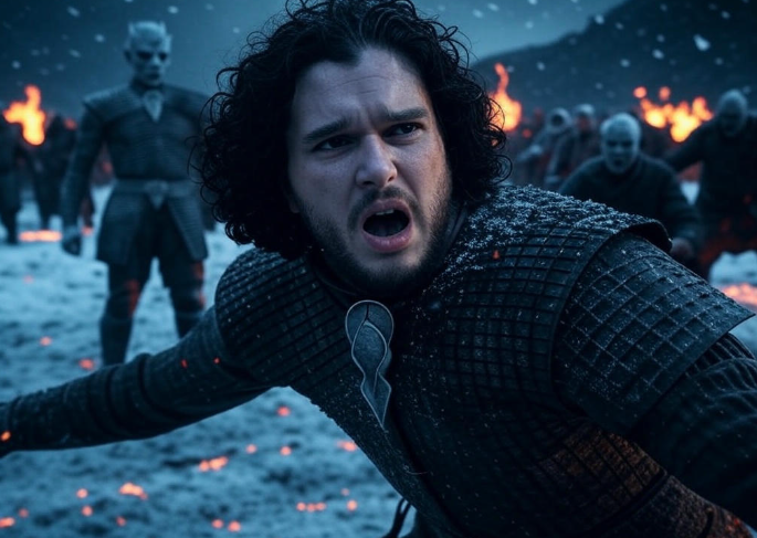 Warrior shouting amidst battle
