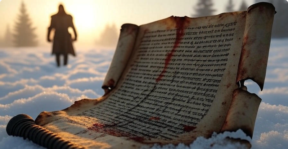 Scroll in snowy forest