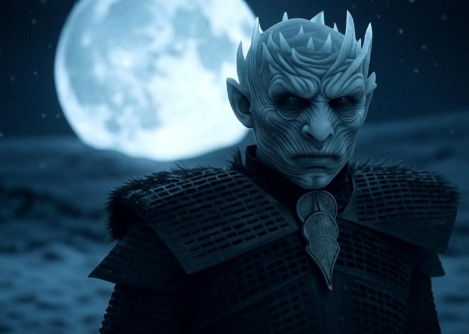Icy warrior moonlit night