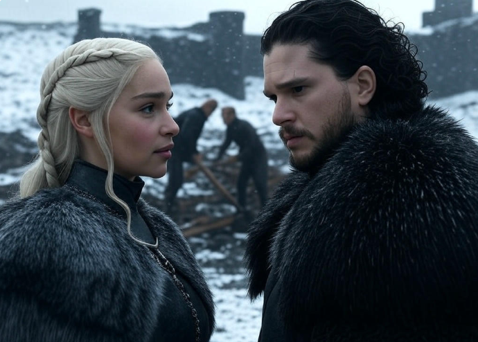 Fur-clad duo in snow