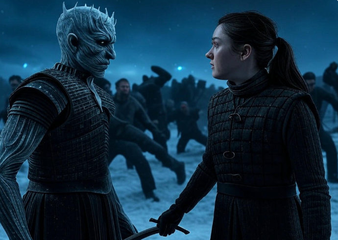 Icy confrontation amidst battle