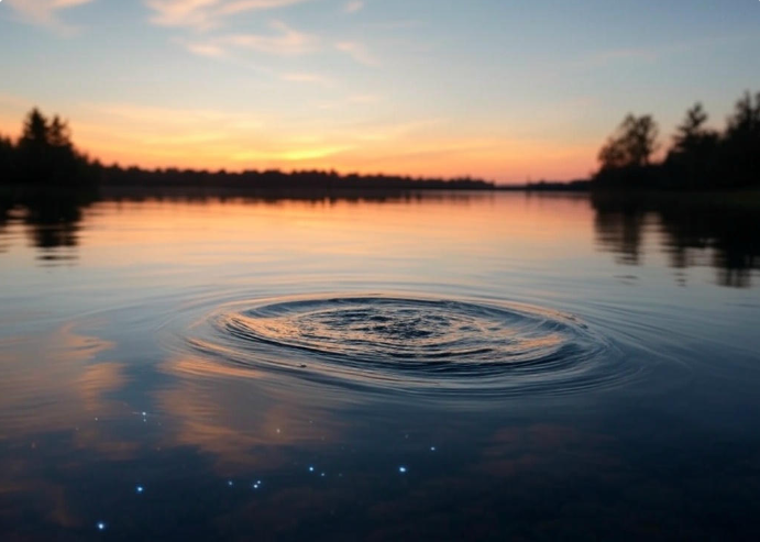 Ripples on serene lake