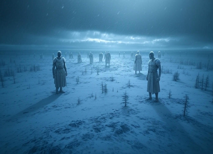 Silent army snowy plain