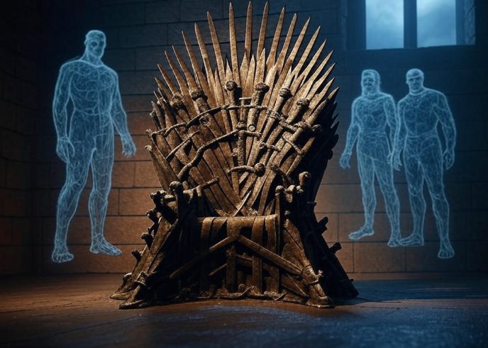 Iron Throne with silhouettes

