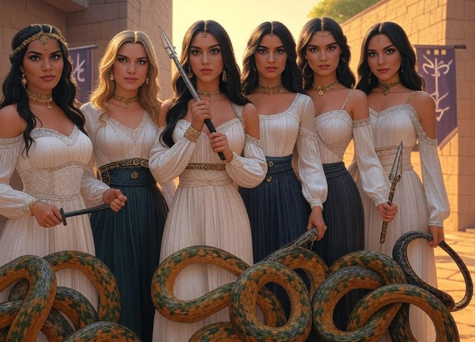 Warrior women with snakes