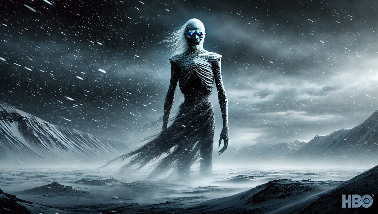 Undead figure in snowy landscape