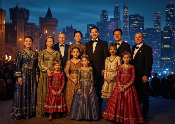 Royal family in gowns