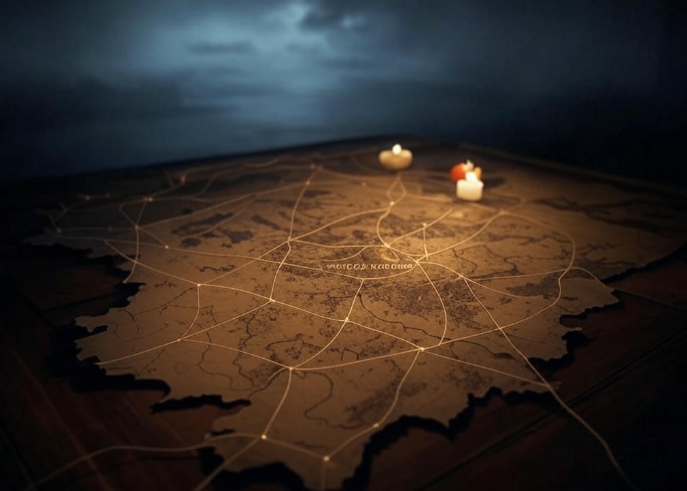 Candlelit war strategy map

