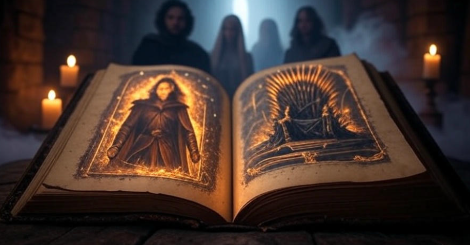 Mystical book candle light