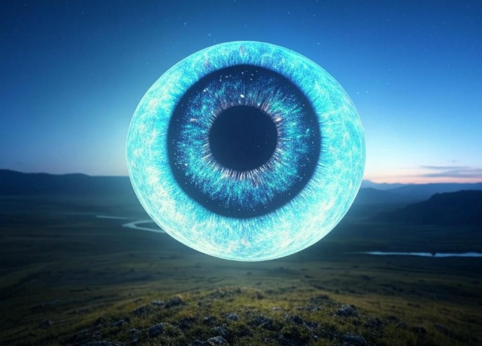 Cosmic eye over landscape