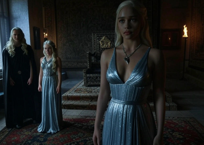 Targaryen women in thronehall

