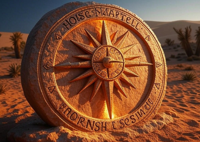 Desert stone compass marker