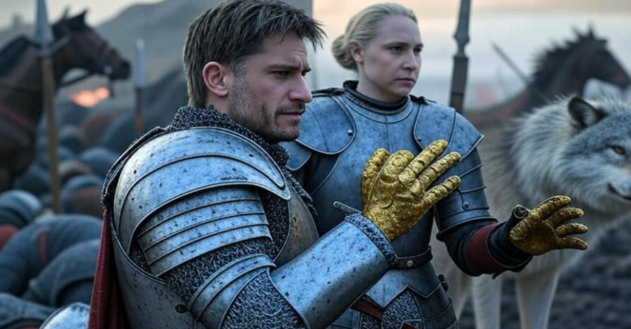 Knights direwolf battle scene