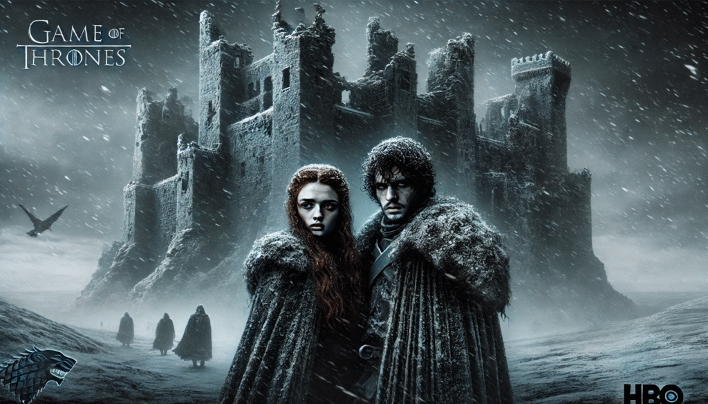 Sansa and Theon escaping Winterfell