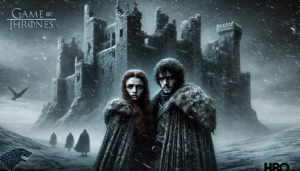 Sansa and Theon escaping Winterfell